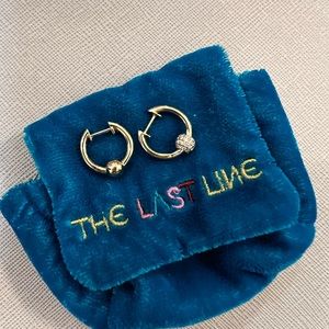The Last Line Solid 14k + Diamond Sphere Hoops